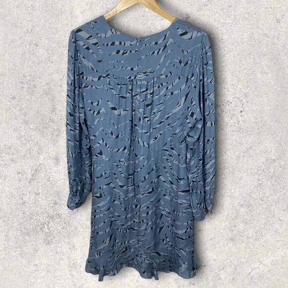 Parker Silk Long Sleeve Ruffle Mini Dress Size 18 Arctic Tiger Print Summer Boho - Picture 15 of 15